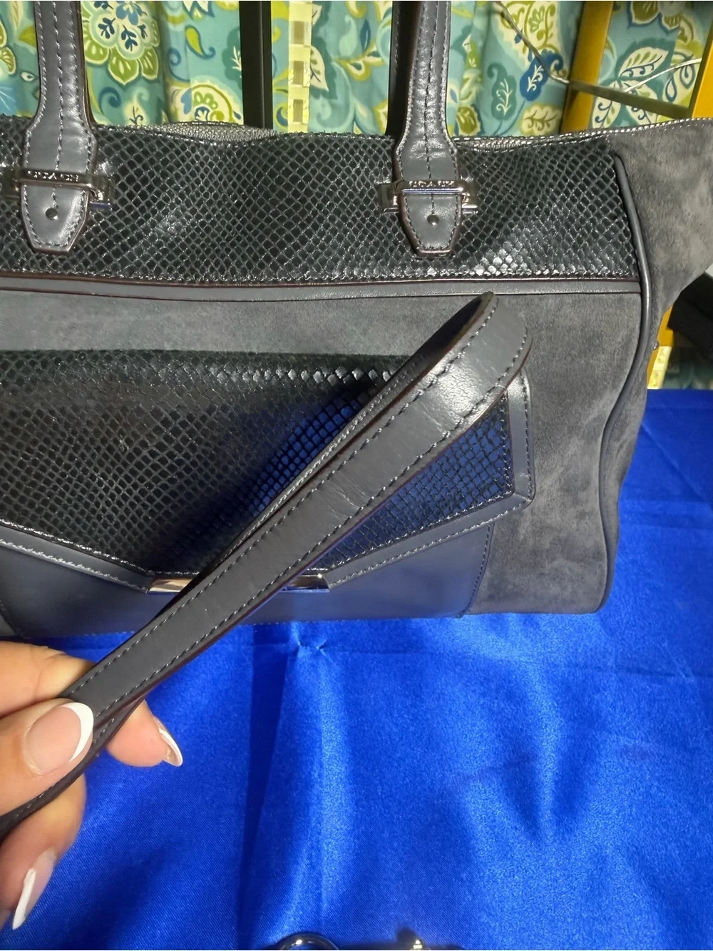 COACH Taylor Tote Charcoal Grey with Snakeskin Leather & Suede Bag